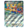 A holographic Pokémon trading card featuring Hop's Zacian EX from the Basic set, with a blue and green iridescent foil effect and artwork of the dragon-like Pokémon.
