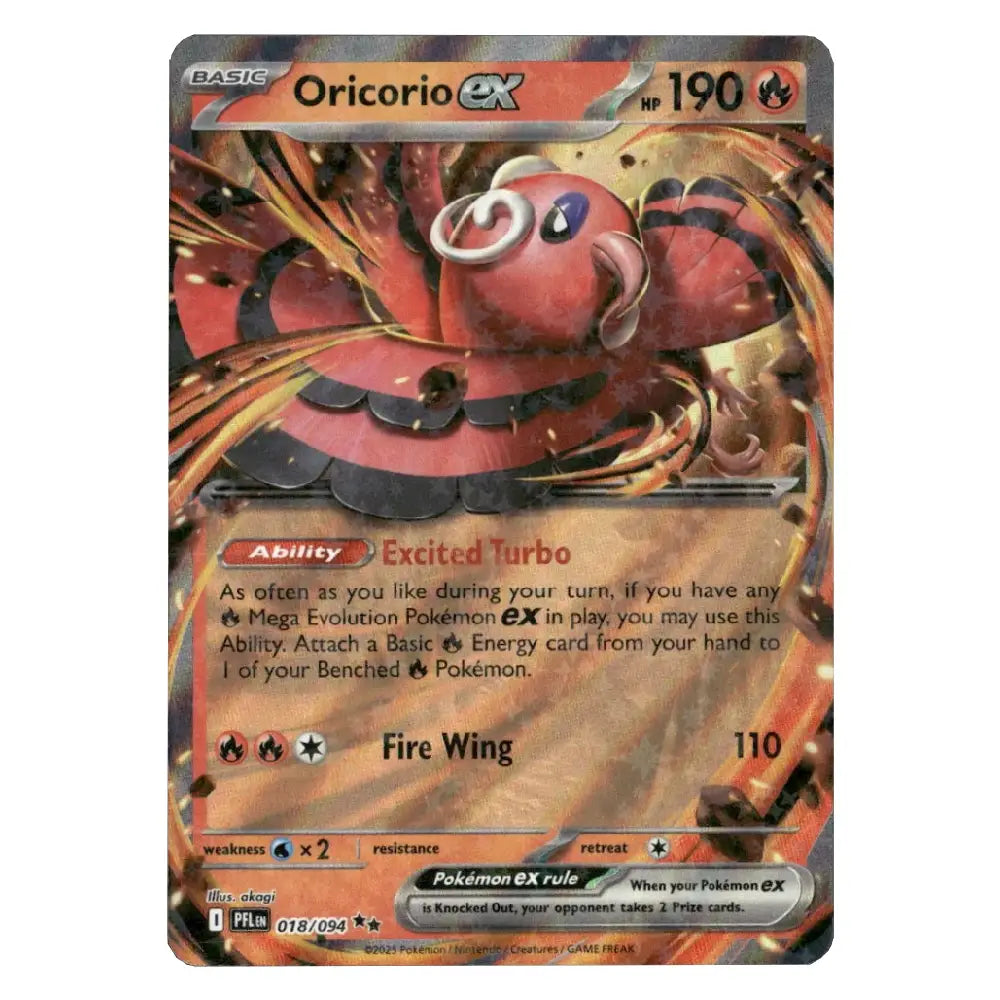 A single Pokémon trading card featuring Oricorio EX from the Basic set, with artwork of a red bird-like creature and card text visible on a plain white background.