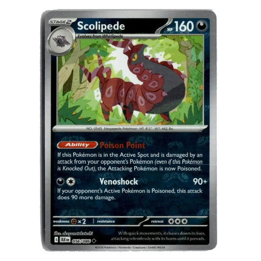 A single Pokémon trading card featuring Scizade from the XY Evolutions set, with artwork of a red and dark gray scorpion-like Pokémon in a green forest. The card has a gray border and text boxes showing abilities and stats.