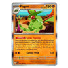 A single Pokémon trading card for Flygon, shown straight-on against a plain white background. The card has a silver holographic border, orange and yellow text panels, and artwork of a green dragon-like creature.