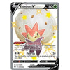 A Pokémon trading card featuring Eldegoss V, a Basic Stage card with a gray border, yellow star accents, and a white egg illustration in the center.