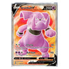 A single Pokémon trading card featuring Granbull V, a purple elephant-like Pokémon, with a fiery orange and red background. The card includes attack text such as Chomp and Bull Dash, and is photographed against a plain white background.