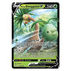 A single Pokémon trading card featuring Alolan Exeggutor V, with artwork of the green egg-shaped Pokémon in a tropical landscape, shown on a plain white background.