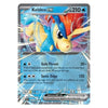 A single Pokémon trading card for Keldeo EX from the Basic set, featuring artwork of Keldeo with blue, yellow, and red tones on a silver card border. Visible text includes the card name 'KeldeoEX', level '210', and moves 'Gale Thrust' and 'Sonic Edge'.