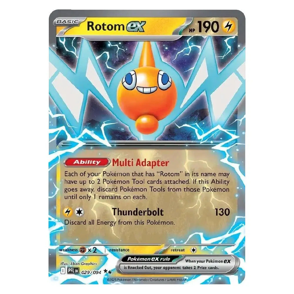 A single Pokémon trading card for Rotom EX from the Basic set, featuring an orange spherical robot with blue lightning effects and a gray border on a white background.