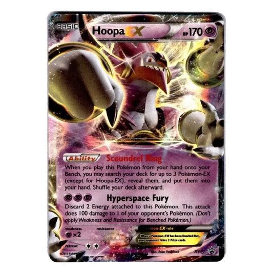 A single Pokémon trading card featuring Hoopa X from the Basic set, with artwork of a glowing purple creature and card text visible on a plain white background.