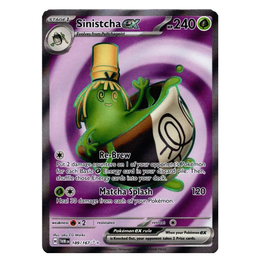 A single Pokémon trading card featuring Sinistcha EX from the EX Pokémon TCG, with a purple swirling background and the green character Sinistcha in the center.