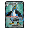 A single Pokémon trading card featuring Empoleon EX, shown against a plain white background. The card has a dark border and a teal/green geometric background with artwork of the character in blue, black, white, and gold.