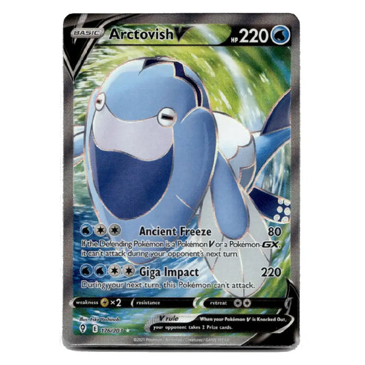 A single Arctovish trading card from the Pokémon TCG, featuring a blue and white Arctovish illustration on a dark background with game text and stats visible.