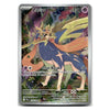 A single Pokémon trading card featuring Zacian from the Basic set, shown upright against a plain white background. The card has a silver border and displays the character Zacian in blue, gold, and orange tones with a colorful forest-like artwork background.