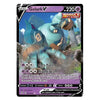 A single Pokémon trading card for Golurk V from the Basic Set, featuring artwork of the Mega Stone-type Pokémon in a battle scene. The card has a purple header, black border, and visible text including 'Golurk V', '220', 'Single Strike', and attack names 'Mega Punch' and 'Rewind Beam'.