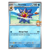 A single Pokémon trading card for Misty's Starmie, shown against a plain white background. The card features artwork of a blue and purple starmie with a red gem, a beach scene, and Pokémon character art.