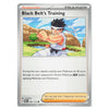 A single Pokémon trading card titled "Black Belt's Training" with a silver border, a colorful illustration of a martial artist in white gi, and rules text on a white background.