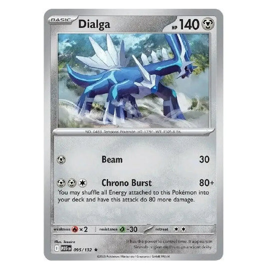 A single Pokémon trading card for Dialga from the Basic set, shown against a plain white background. The card features artwork of a blue and silver dragon-like creature, with text including 'Dialga', 'No.