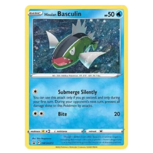 A single Pokémon trading card for Hisuian Basculin from the Basic set, shown against a plain white background.