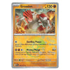 A single Pokémon trading card for Groudon from the Basic set, shown flat against a plain white background. The card features a gray border, yellow-orange lower half, and artwork of Groudon with red armor and fiery effects.