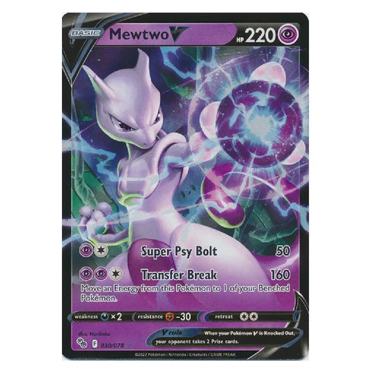 A single Pokémon trading card featuring Mewtwo, with the card name, HP 220, and attack text visible against a plain white background.