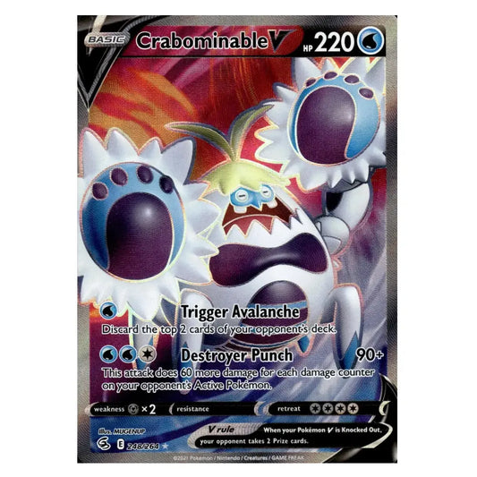 A single Pokémon trading card featuring the Crabominable V, with artwork of the creature and card text visible on a plain light background.