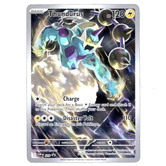 A single Pokémon trading card for Thundurus from the TCG, featuring artwork of the electric blue and purple electric bird with lightning effects, on a white background.