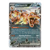 A single Pokémon TCG trading card for Charizard EX, featuring artwork of a glowing orange-red exoskeleton dragon on a dark gray card face with printed rules text and stats.