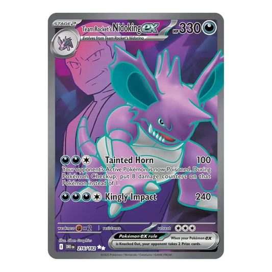 A single Pokémon trading card featuring Nidoking in a purple and teal color scheme, with the card border and game text visible against a plain light background.