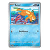 A single Pokémon trading card for Buizel from the Basic set, shown against a plain white background. The card features a blue border, silver metallic edges, and colorful artwork of Buizel swimming underwater.