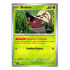 A single Pokémon trading card for Shelmet from the Basic set, shown against a plain white background. The card features a bright yellow-green frame, illustrated artwork of Shelmet wearing a hat in tall grass, and text detailing its 'Stimulated Evolution' ability and 'Headbutt Bounce' move.