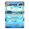 A holographic Pokémon TCG card of Glaceon, featuring a light blue and white illustration of the ice-type Pokémon on a blue card face with rainbow iridescent foil edges.