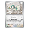 A Drampa Pokémon trading card from the Basic set, featuring a silver border, white background, and artwork of the character in a snowy landscape.
