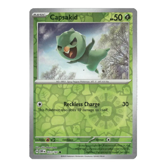A single Pokémon trading card for Capsakid from the Silver Tempest expansion, featuring a green creature illustration and card text on a light gray background.