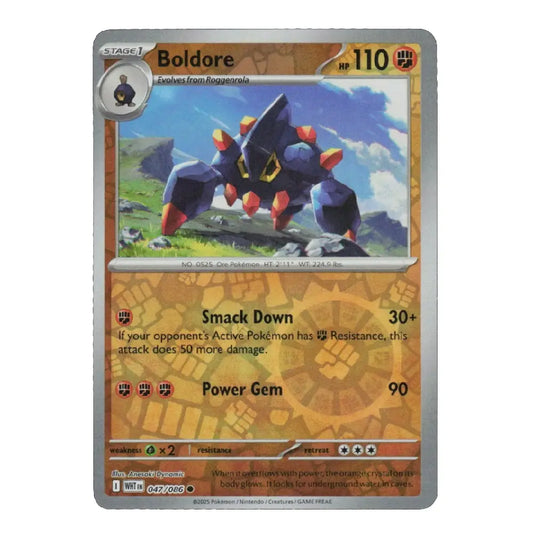 Boldore Reverse Holo Common 047/086 White Flare English Pokémon Card