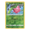 A single Pokémon trading card for Hoppip from the Basic Set, featuring a pink character in a blue-and-green action panel with a yellow border and green text box below.
