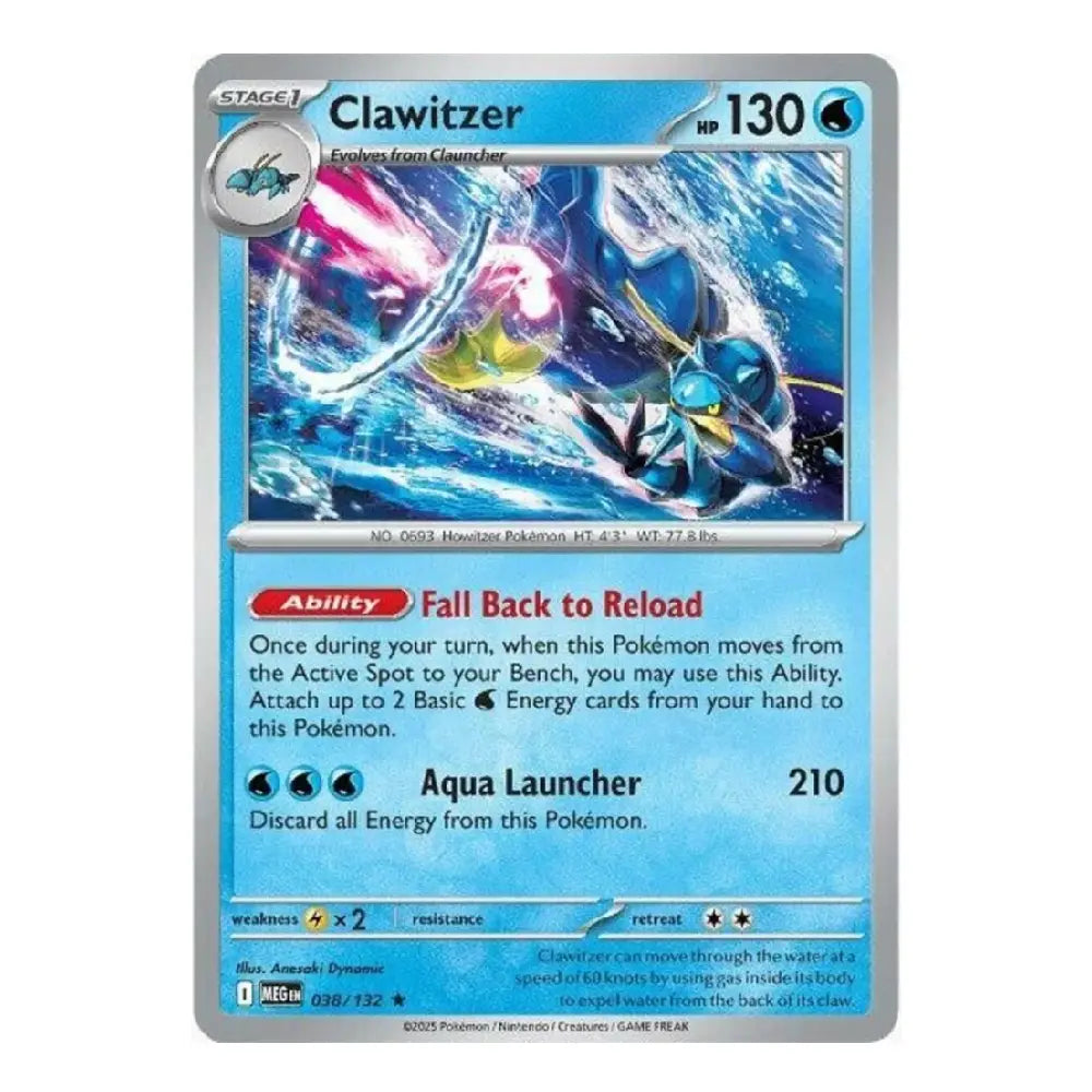 A single Pokémon trading card for Clawitzer from the 2016 Master Collection, shown against a plain white background.