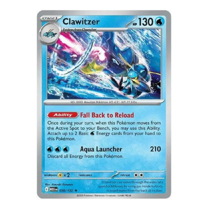 A single Pokémon trading card for Clawitzer from the 2016 Master Collection, shown against a plain white background.