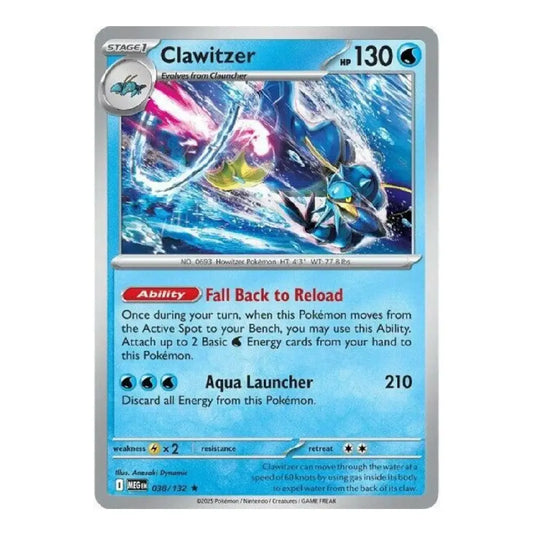 A single Pokémon trading card for Clawitzer from the 2016 Master Collection, shown against a plain white background.