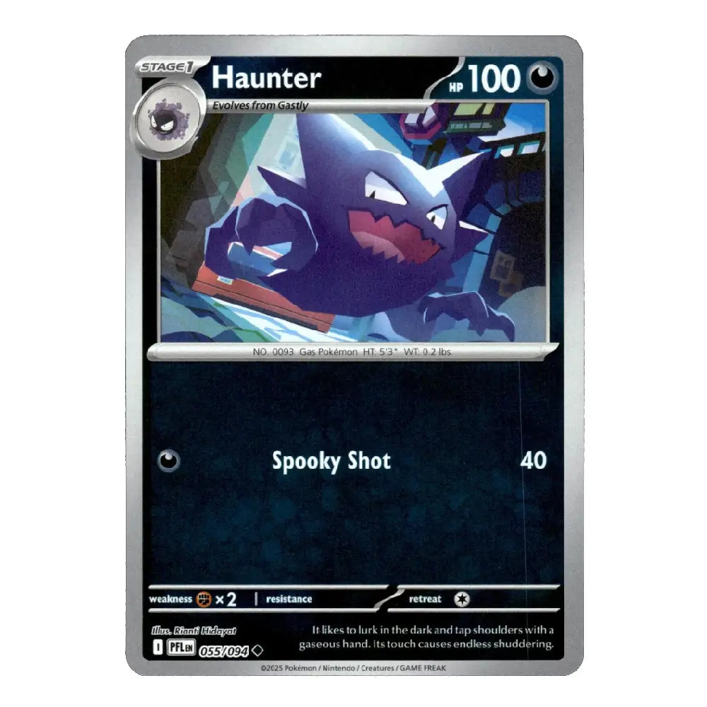 A single Pokémon trading card for Haunter from the 2013 Gen 4 Pokémon TCG, featuring a dark blue and purple ghost illustration with a silver border on a white background.