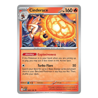 Cinderace Holo Rare 028/132 Mega Evolution English Pokémon Card