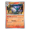 A single Pokémon trading card for Chandelure, shown flat against a plain white background. The card has a silver border, orange text boxes, and artwork of the chandelure with purple and yellow glowing details above a dark building scene.
