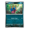 A single Pokémon trading card for Carvanha from the Basic set, shown against a plain white background. The card features artwork of a blue and gold fish-like Pokémon in green water, with the name Carvanha at the top and game text below.