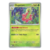 A single Pokémon trading card for Meganium from the 2010 TCG expansion, featuring artwork of a glowing green creature on a red flower against a dark jungle background. The card has a light green lower text area and a gray border.