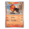 A single Pokémon trading card for Pyroar, shown flat against a plain white background. The card features an orange and beige layout with artwork of a fire lion and text for Fire Mane and Flame Tackle.