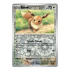 A single Pokémon trading card for Eevee from the Basic set, shown flat against a plain white background. The card features artwork of Eevee in a grassy field, with silver-gray border effects and printed stats and text.