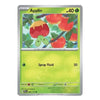 A single Pokémon trading card for Applin from the Basic set, featuring a green and yellow card face with an illustration of an apple blossom creature among red apples.