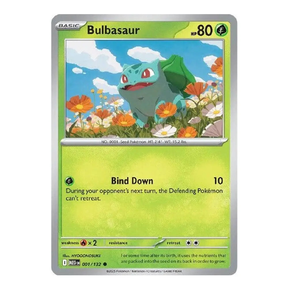 Bulbasaur Reverse Holo Common 001/132 Mega Evolution English Pokémon Card