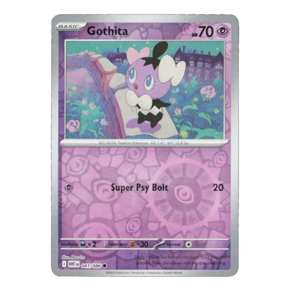 A single Pokémon trading card featuring Gothita from the Silver Tempest expansion, with a silver border and purple artwork on a white background.