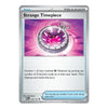A single Pokémon trading card for the 'Strange Timepiece' item, featuring a silver border, a pink and purple illustration of a pocket watch, and card text below.