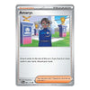 A Pokémon trading card featuring the character Amarys as a Supporter Trainer. The card has a silver border, with the character depicted in a blue uniform standing in front of a stadium with pink and blue barriers.