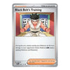 A Pokémon trading card titled "Black Belt's Training" with a silver border, featuring illustrated artwork of a martial artist in a white gi and text detailing card effects. The card is shown on a plain white background.