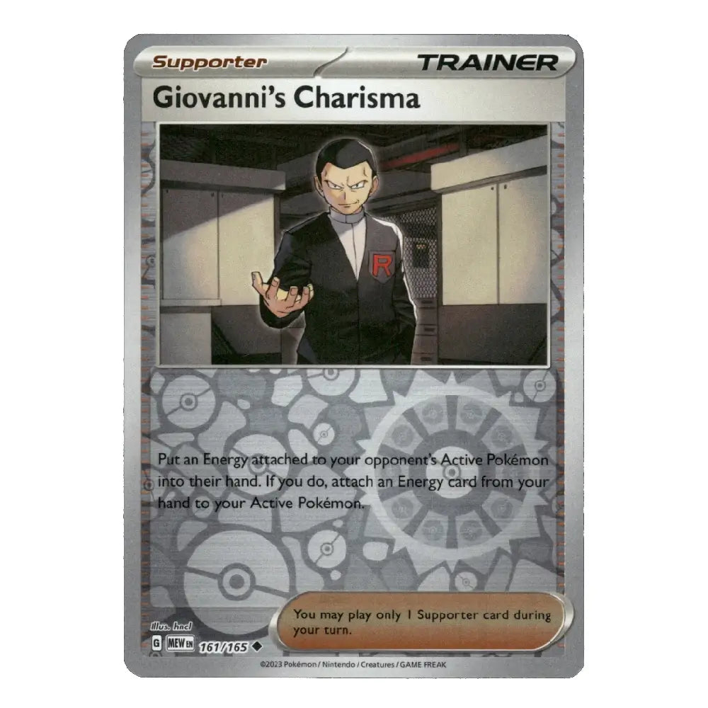 Giovanni's Charisma Uncommon 161/165 Scarlet & Violet 151 English Pokémon Card