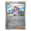 A Pokémon trading card featuring the character Lacey from The Legend of Zelda, with a silver-gray border and printed artwork of a girl in a pink outfit surrounded by yellow birds.